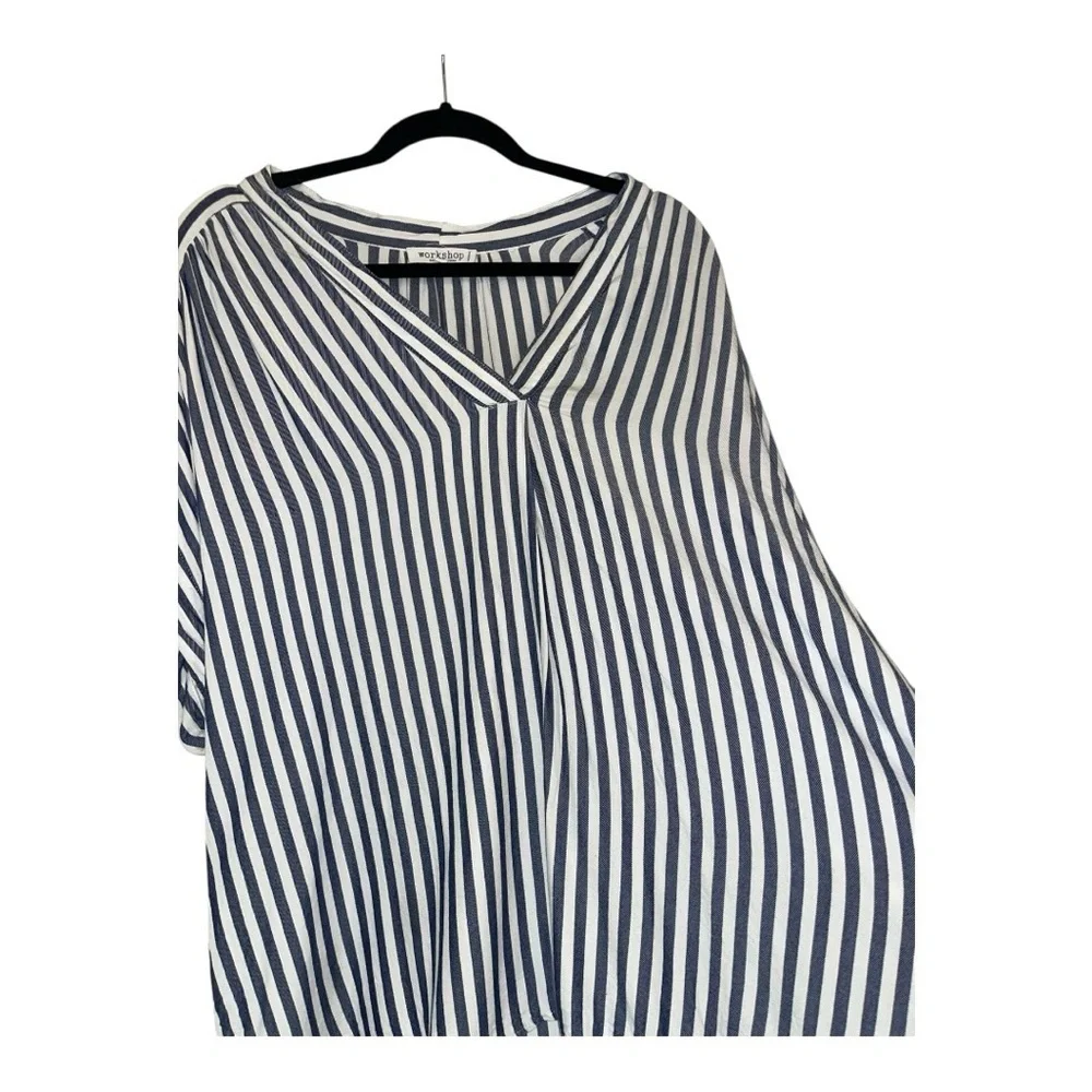 Workshop Republic Clothing Navy and White Striped Top